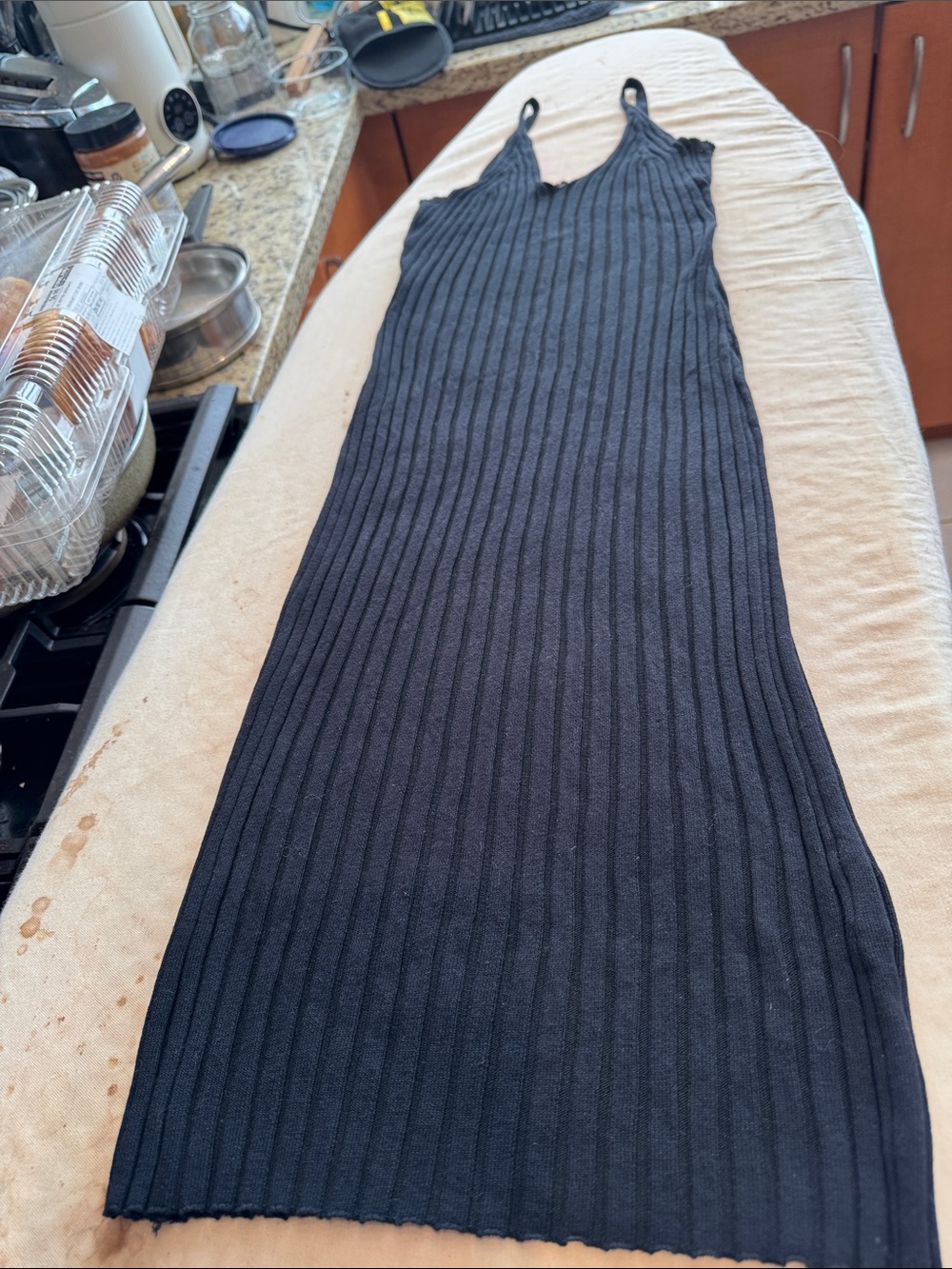 SHEIN Black Ribbed Maxi Slip Dress